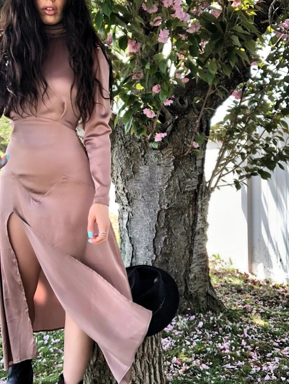 Long Sleeve Silk Dress by Bastet Noir